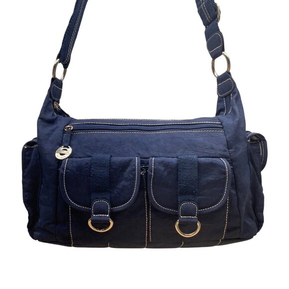 Travelon Navy Blue Nylon Multiple Pockets & Adjustable Strap Crossbody Bag Sz M - Picture 1 of 12